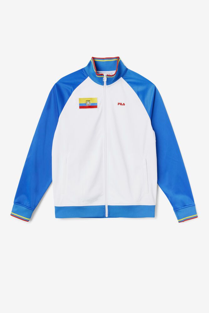 Fila Jacket Mens White/Blue - Ecuador Track - Philippines 1495287-YD